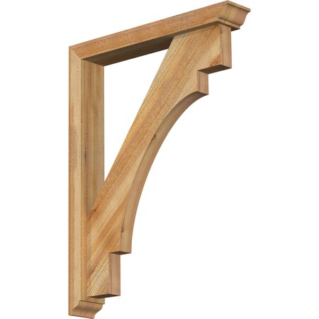 Ekena Millwork Merced Traditional Rough Sawn Bracket w/ Offset Brace, Western Red Cedar, 4"W x 24"D x 32"H BKT0402X24X32MRC01RWR